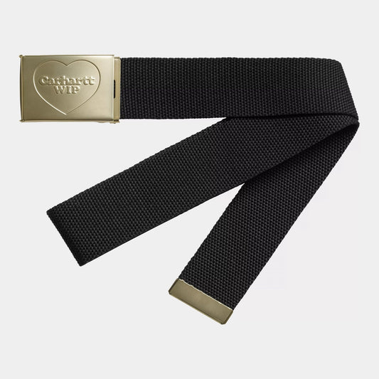 Heart Clip Belt, Black / Gold