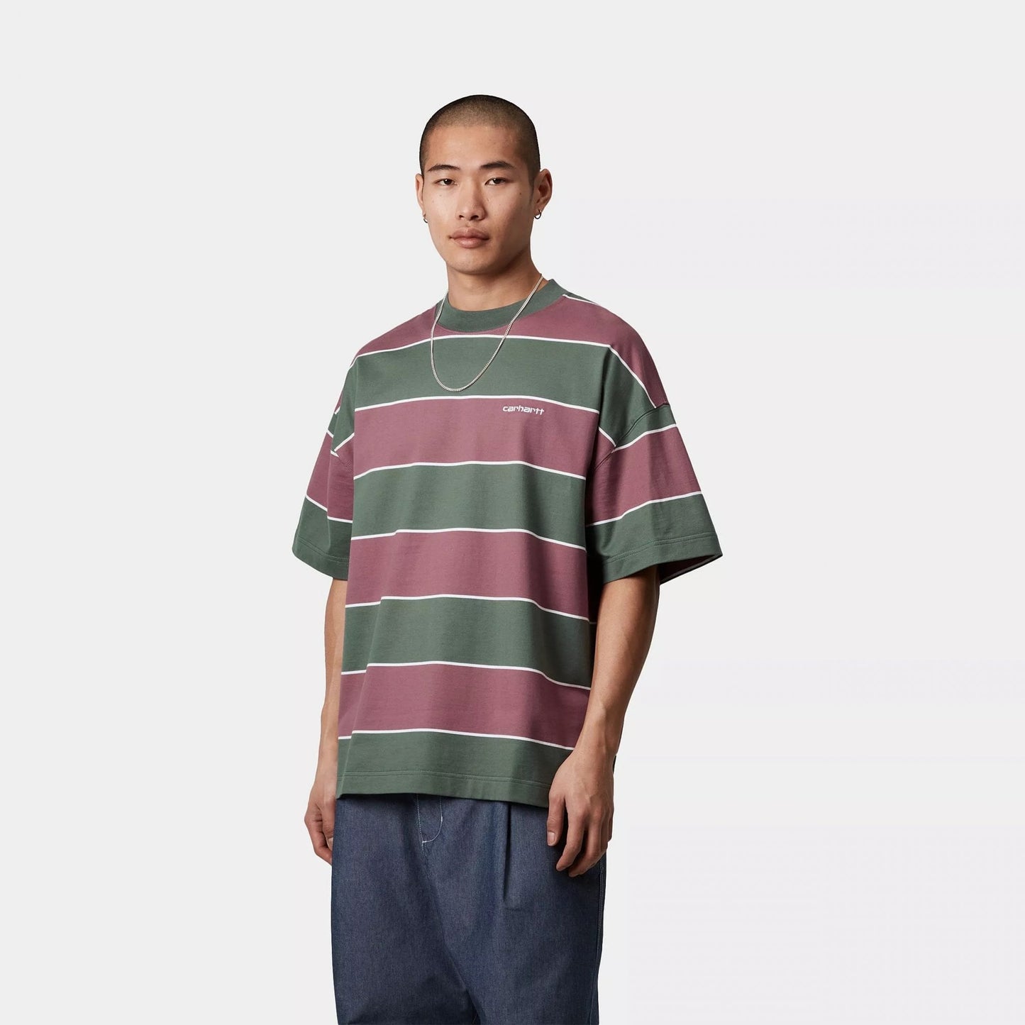 S/s Quinby T-shirt - Quinby Stripe, Silver Pine
