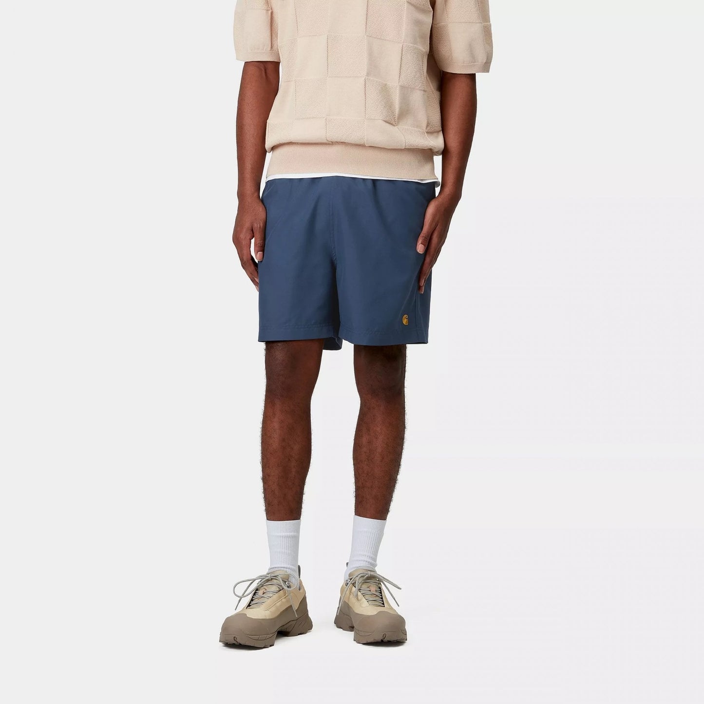 Chase Swim Trunks, Dusty Blue / Gold