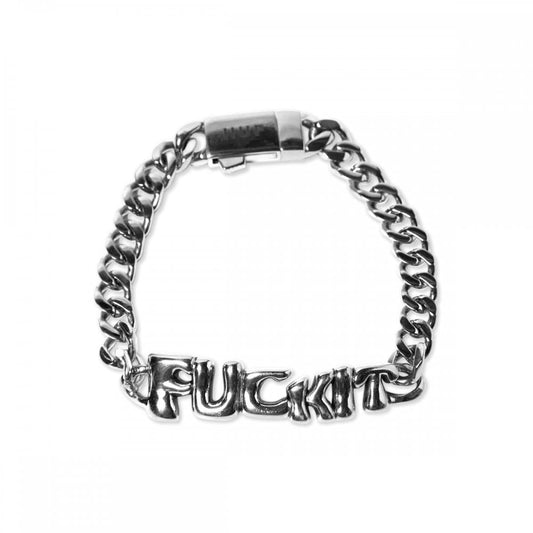 Fuck It Warped ID Bracelet, Silver
