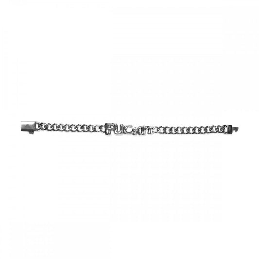 Fuck It Warped ID Bracelet, Silver