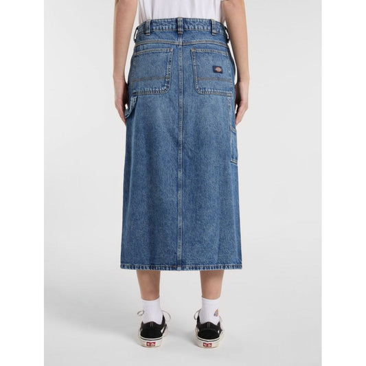 Women's Long Denim Carpenter Skirt