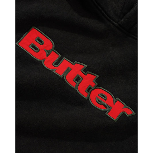Nylon Logo Applique Pullover Hoodie - Black