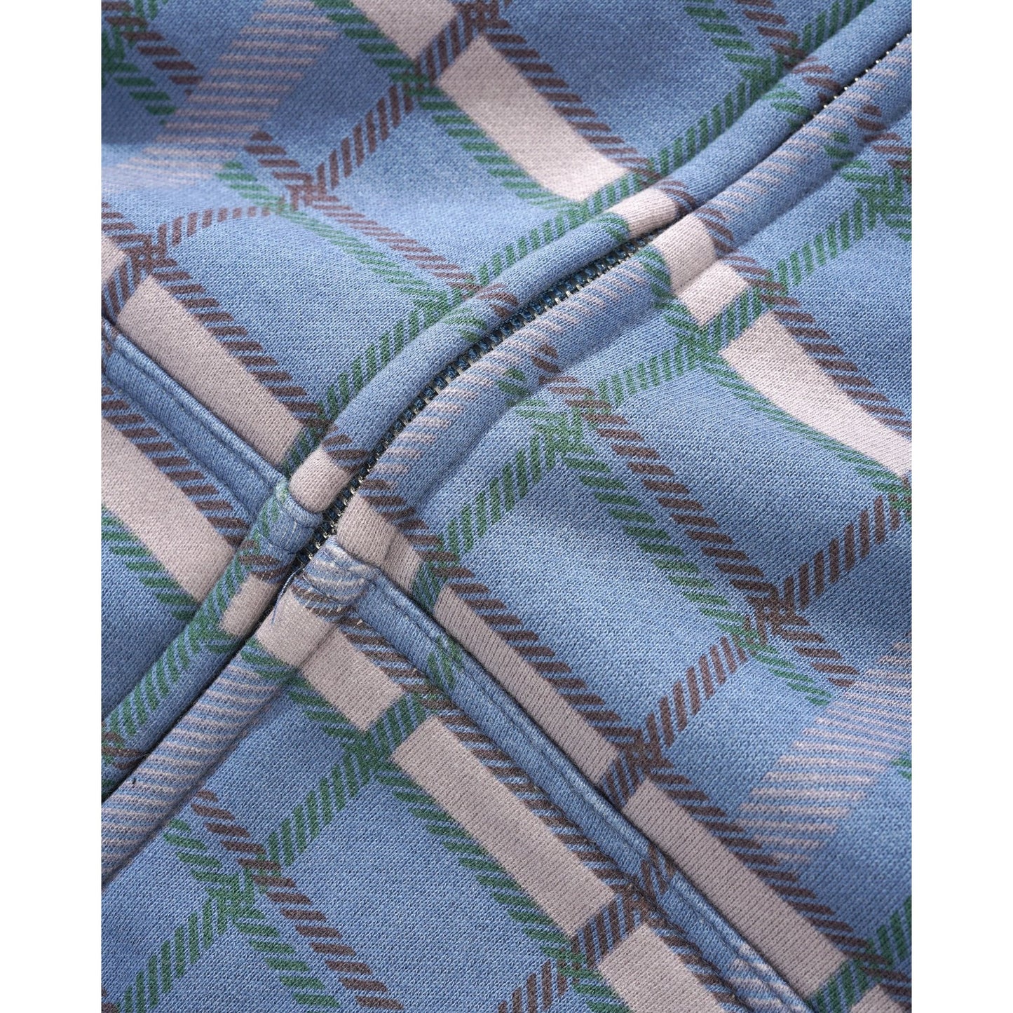 Edge Applique Zip-Thru Hoodie - Plaid