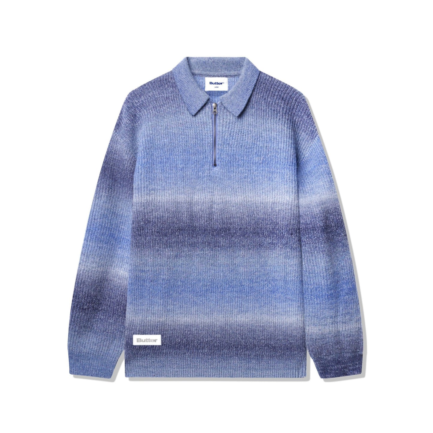 Beams 1/4 Zip Knit Polo - Blue