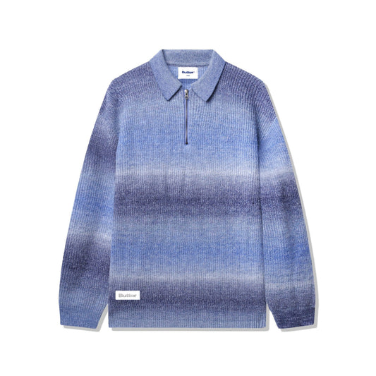 Beams 1/4 Zip Knit Polo - Blue