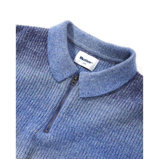 Beams 1/4 Zip Knit Polo - Blue