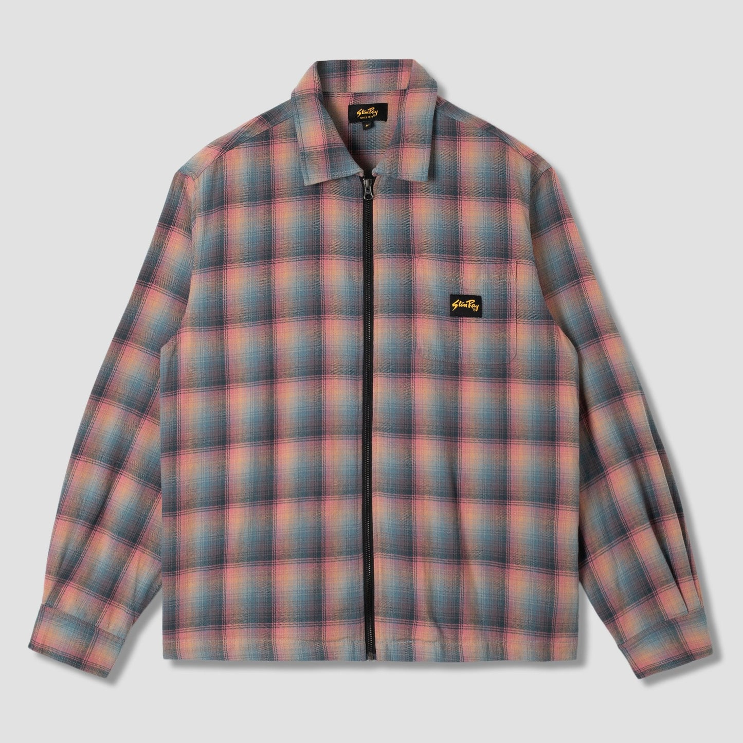 Zip Shirt - Pink / Teal Plaid