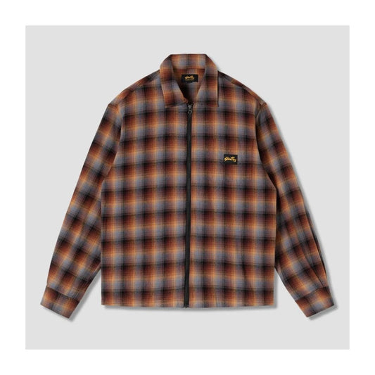 Zip Shirt - Brown / Blue Plaid