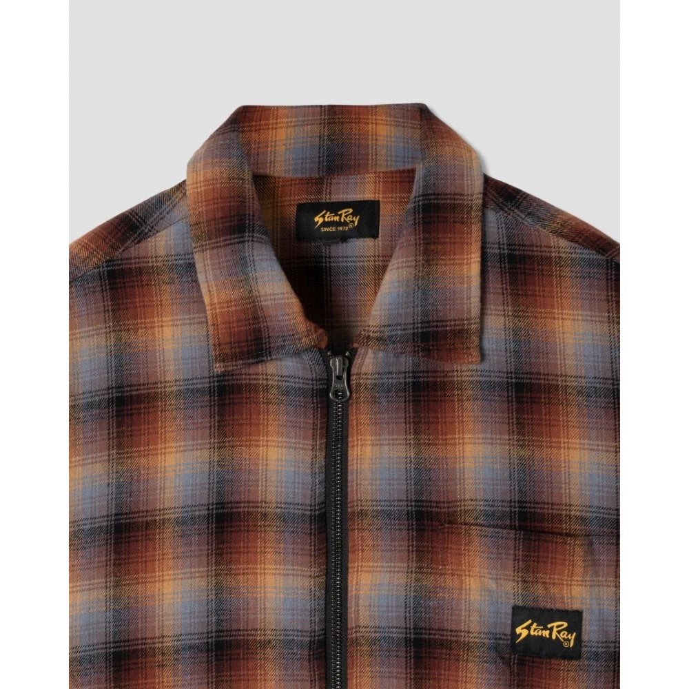 Zip Shirt - Brown / Blue Plaid
