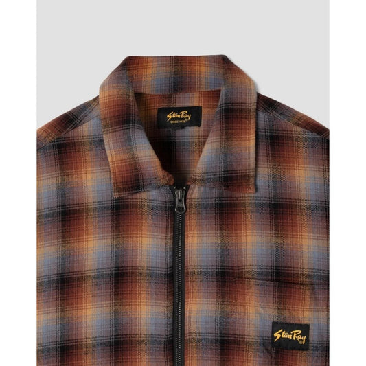 Zip Shirt - Brown / Blue Plaid
