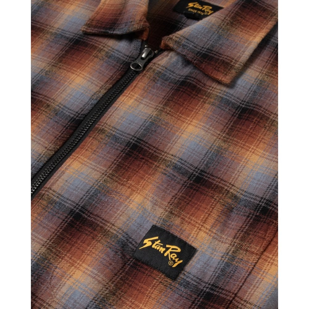 Zip Shirt - Brown / Blue Plaid