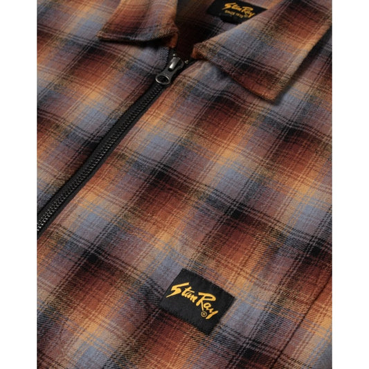 Zip Shirt - Brown / Blue Plaid