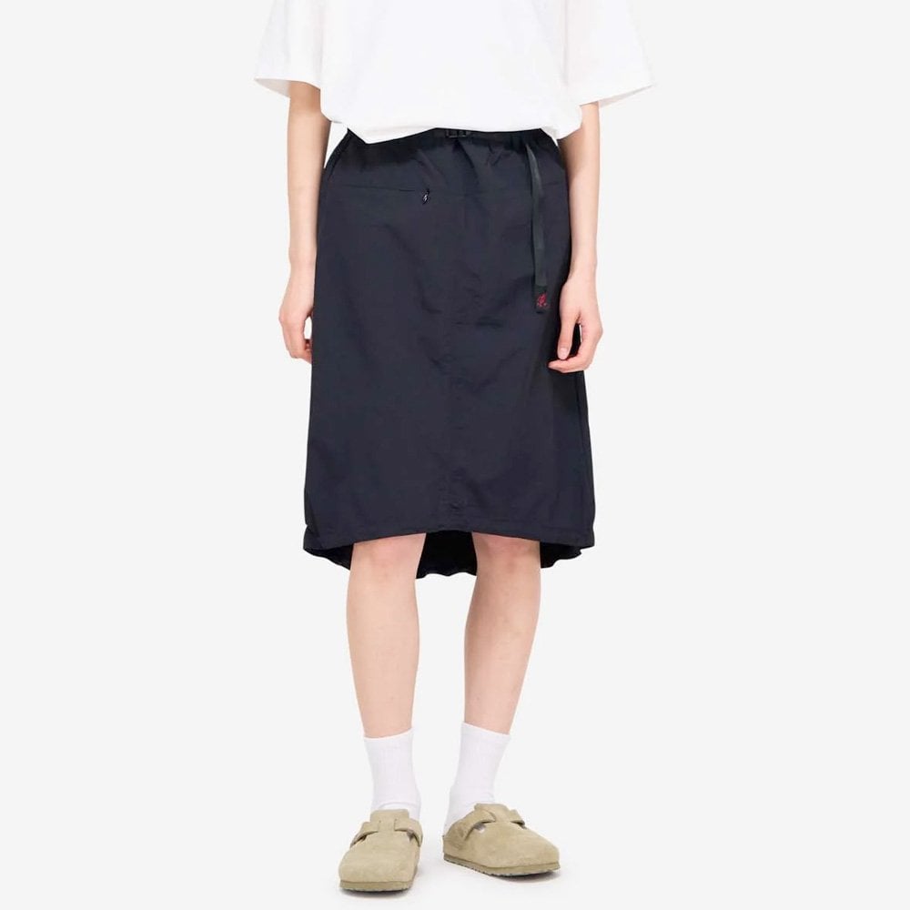 Nylon Packable Midi Skirt - Black