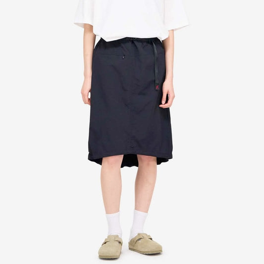 Nylon Packable Midi Skirt - Black