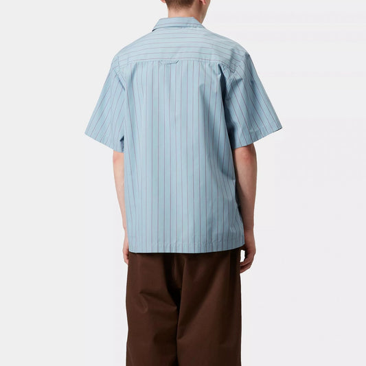S/s Hendry Shirt - Seaton Stripe, Frosted Blue / Mulberry