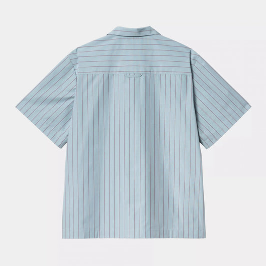 S/s Hendry Shirt - Seaton Stripe, Frosted Blue / Mulberry