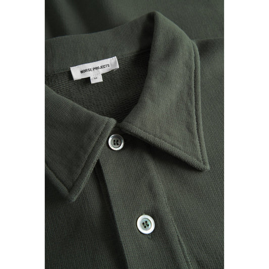 Fraser Relaxed Organic Loopback LS Polo - Black Olive