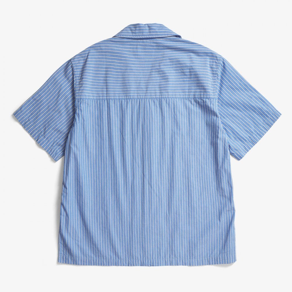 Mads Poplin Stripe SS Shirt - Navy