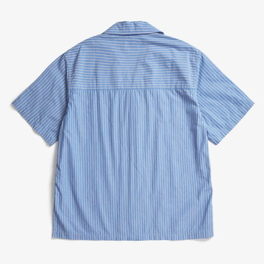Mads Poplin Stripe SS Shirt - Navy