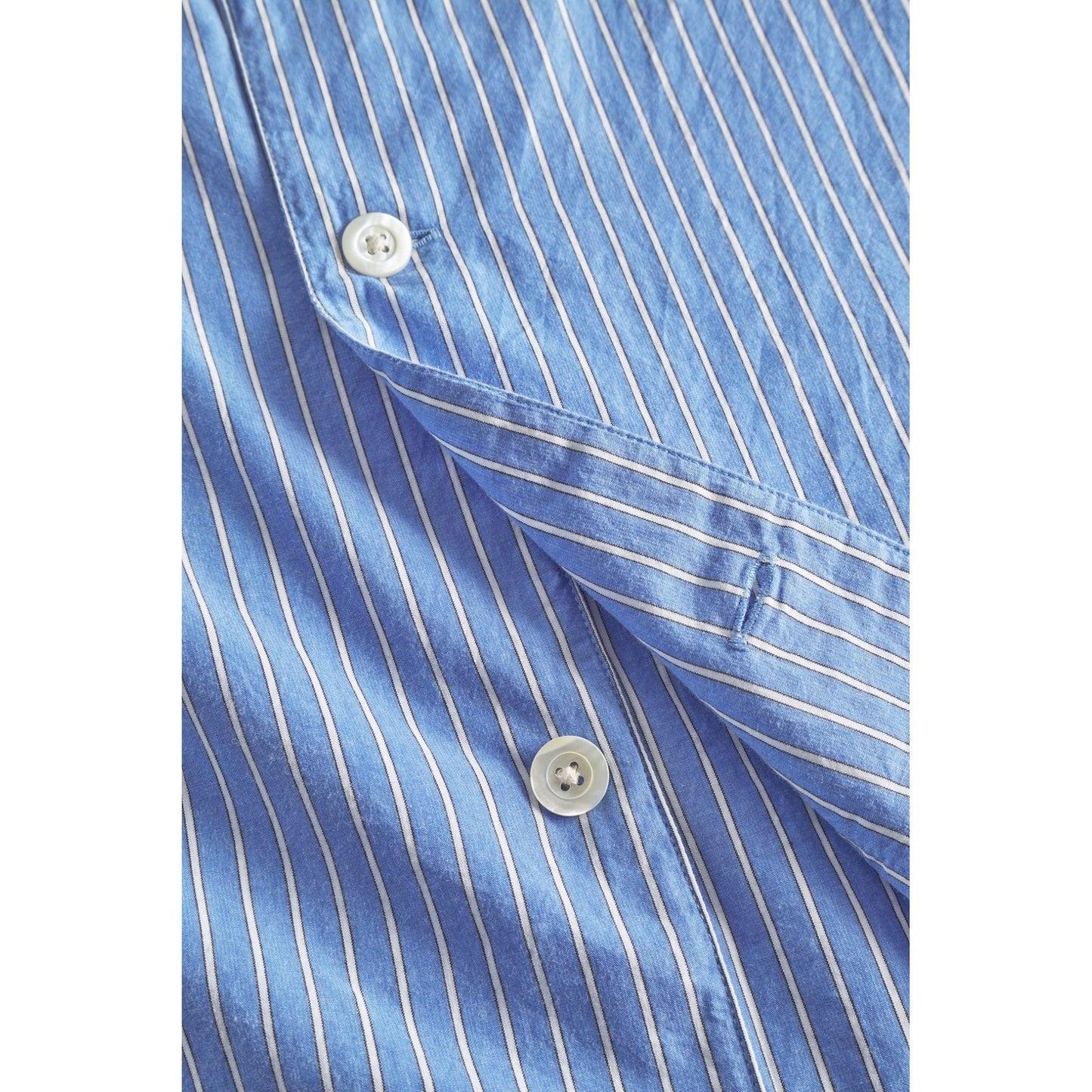 Mads Poplin Stripe SS Shirt - Navy