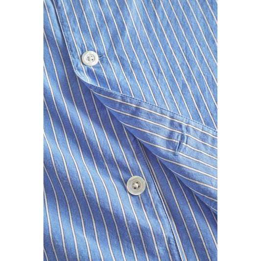 Mads Poplin Stripe SS Shirt - Navy