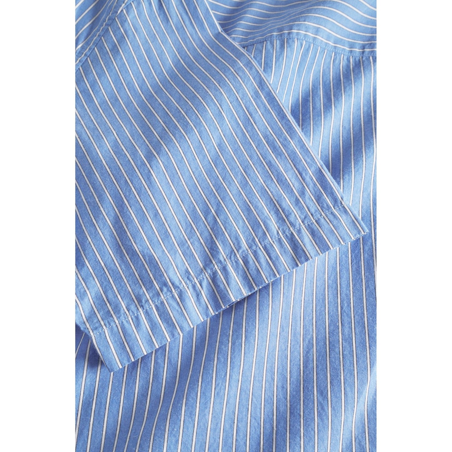 Mads Poplin Stripe SS Shirt - Navy
