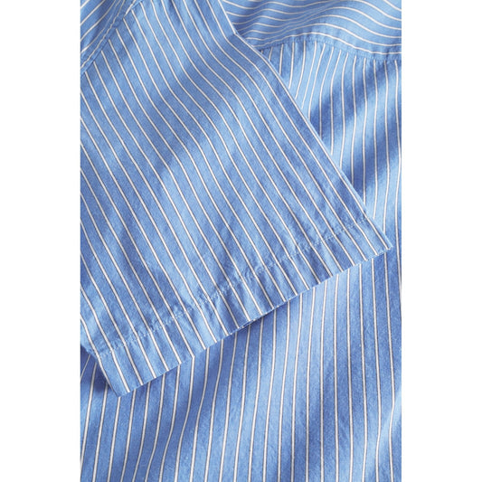 Mads Poplin Stripe SS Shirt - Navy
