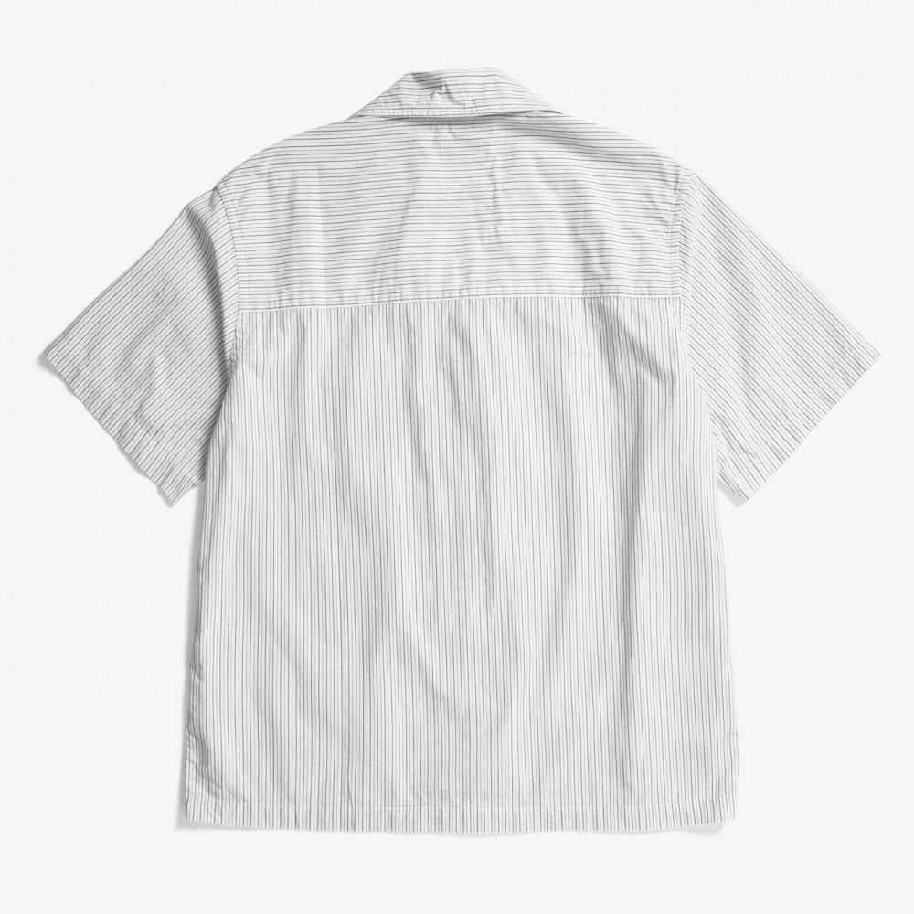 Mads Poplin Stripe SS Shirt - Ecru