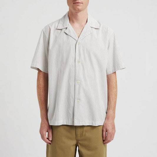 Mads Poplin Stripe SS Shirt - Ecru