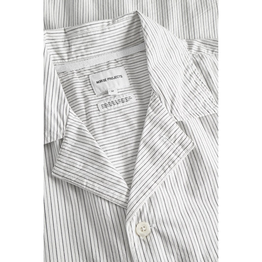 Mads Poplin Stripe SS Shirt - Ecru