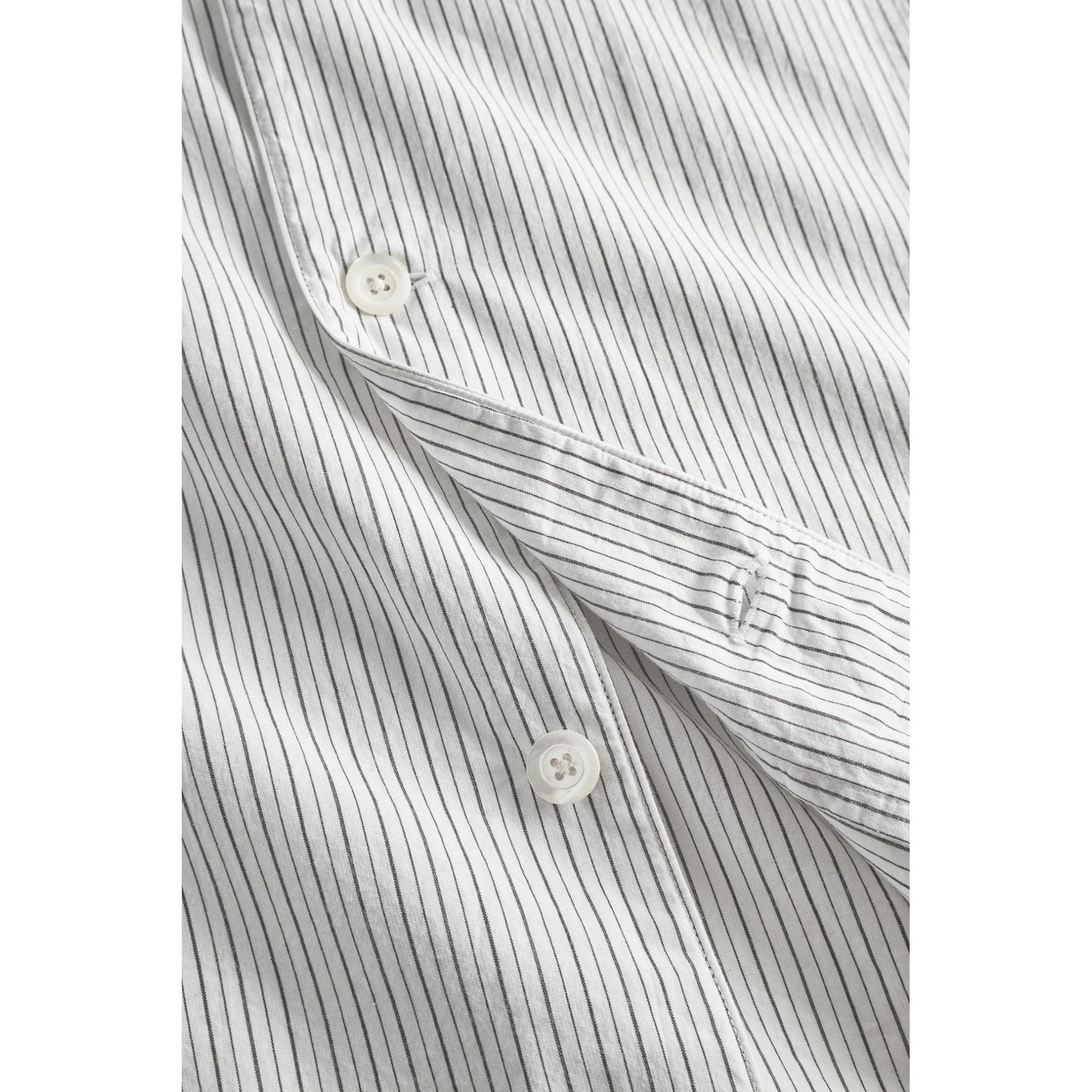 Mads Poplin Stripe SS Shirt - Ecru