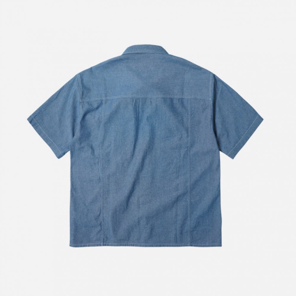 Chambray Big Pocket Half Shirt - Blue