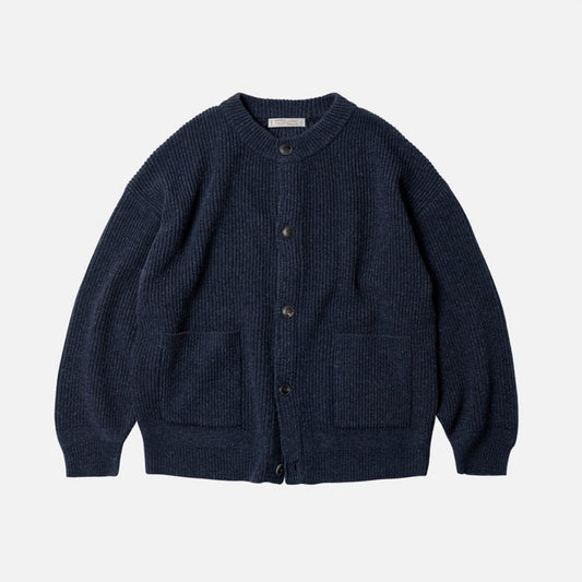 Heavy Wool Round Cardigan - Indigo