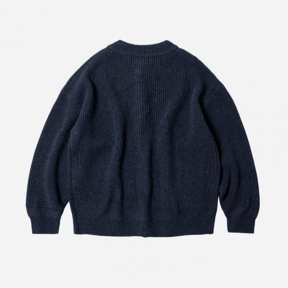 Heavy Wool Round Cardigan - Indigo