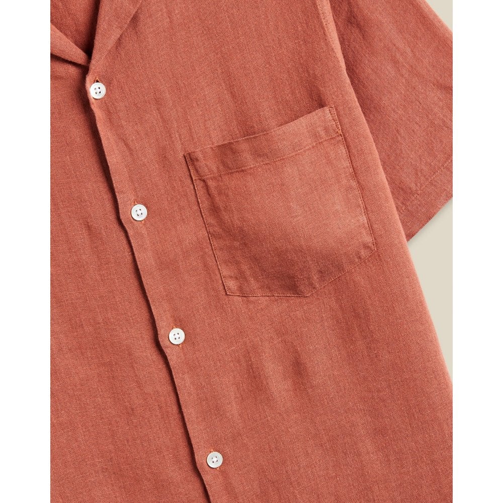 Linen Camp Collar Shirt - Terracotta