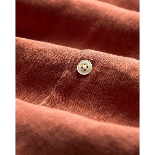 Linen Camp Collar Shirt - Terracotta