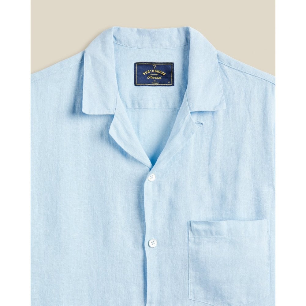 Linen Camp Collar Shirt - Sky