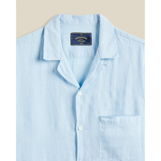 Linen Camp Collar Shirt - Sky
