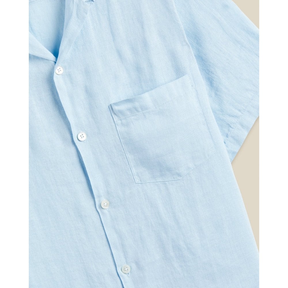 Linen Camp Collar Shirt - Sky