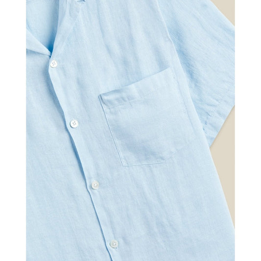 Linen Camp Collar Shirt - Sky
