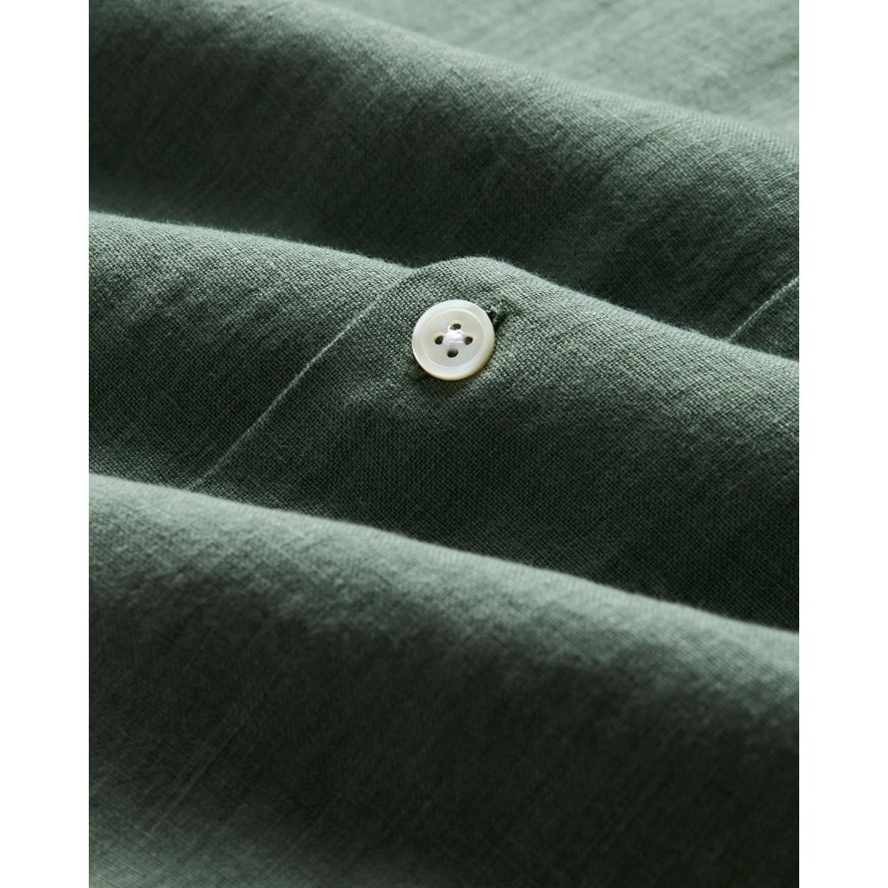 Linen Camp Collar Shirt - Dry Green