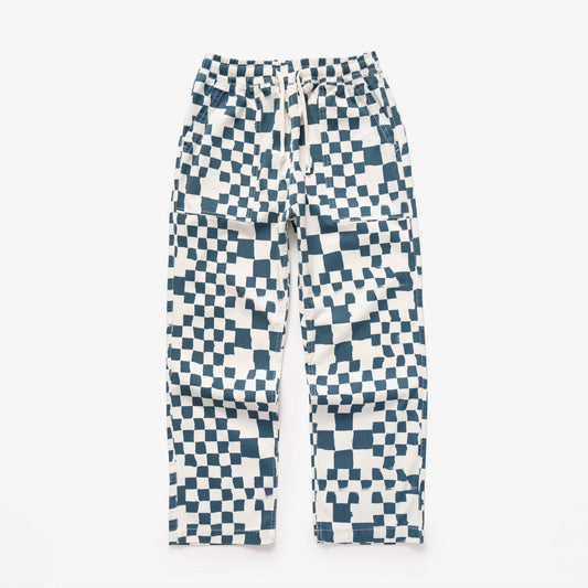 Printed Chef Pant - Teal Checker
