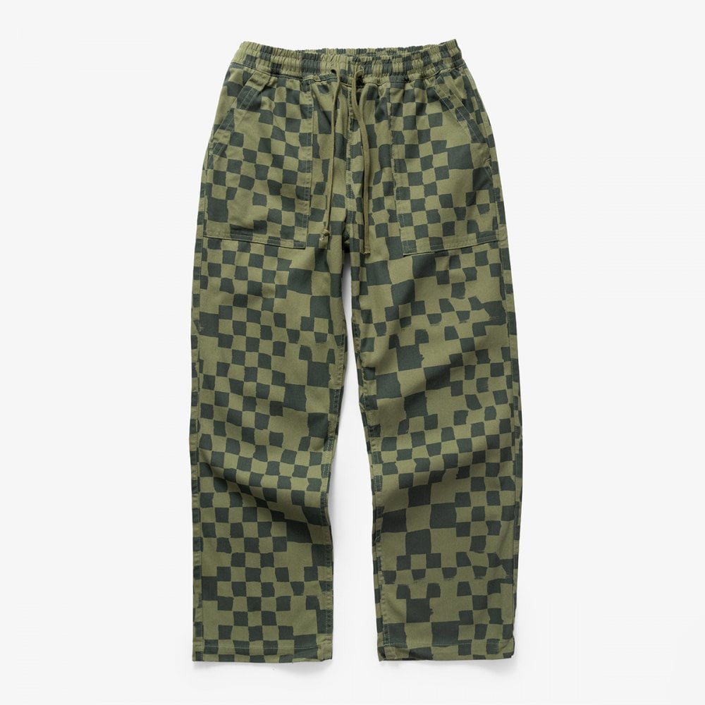 Printed Chef Pant - Olive Checker
