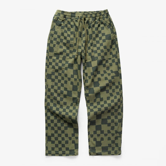 Printed Chef Pant - Olive Checker