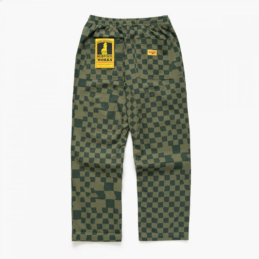 Printed Chef Pant - Olive Checker