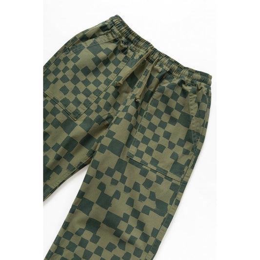 Printed Chef Pant - Olive Checker