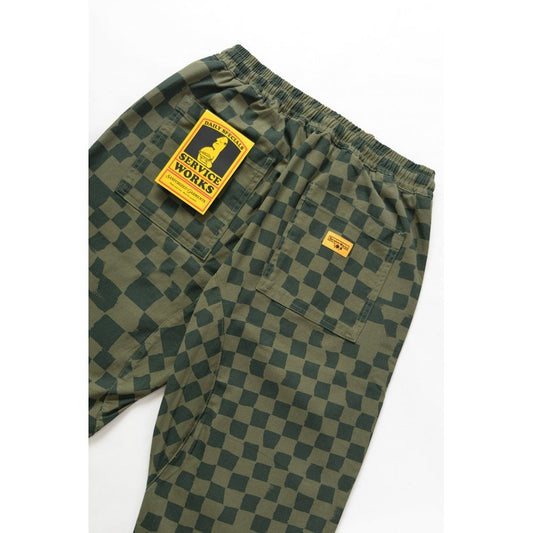 Printed Chef Pant - Olive Checker