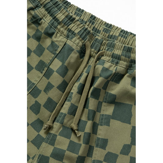 Printed Chef Short - Olive Checker