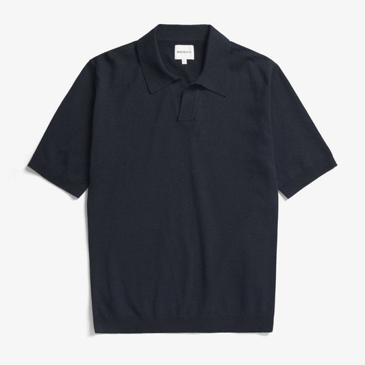 Leif Cotton Linen Polo - Dark Navy